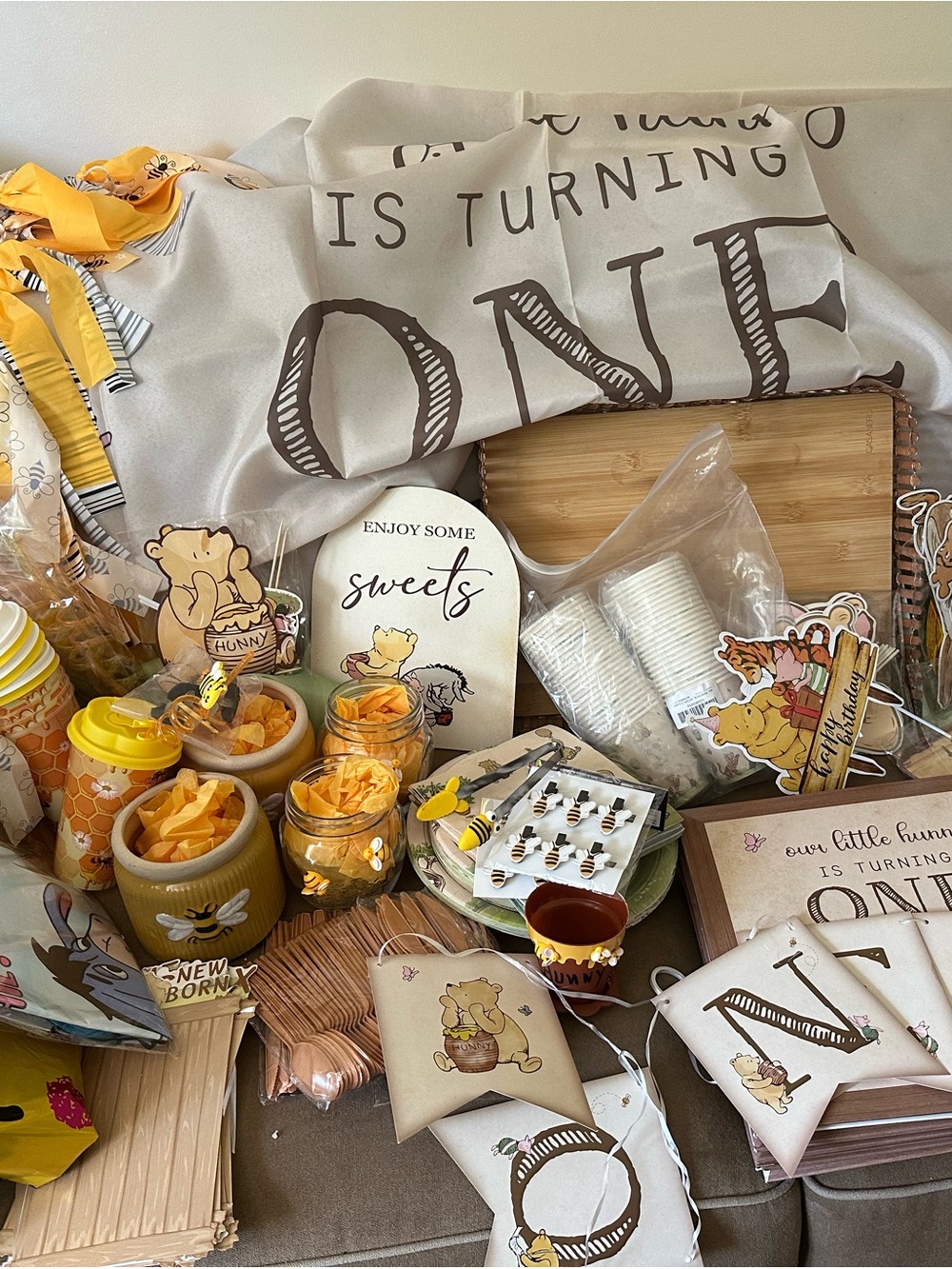 Winnie-Themed Yellow First Birthday Party Kit
